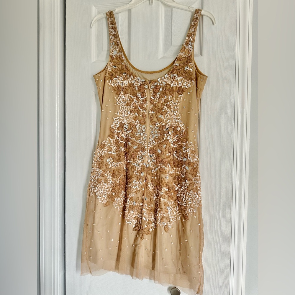 Adrianna Papell Gold Beaded Mini Dress - Picture 3 of 5